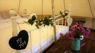 Wedding day glamping tents for hire Cotswolds - Bridal Bell Suite